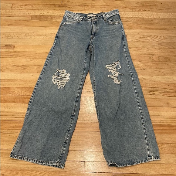 Levi's Denim - Distressed Wide-Leg Jeans